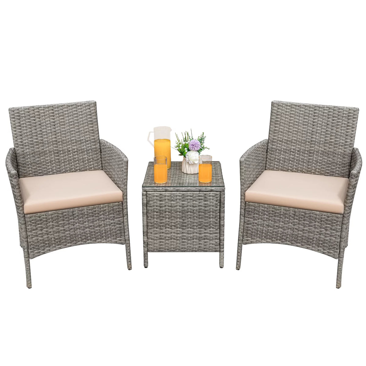 PE Rattan Set of 3 Patio Conversation Set L434200