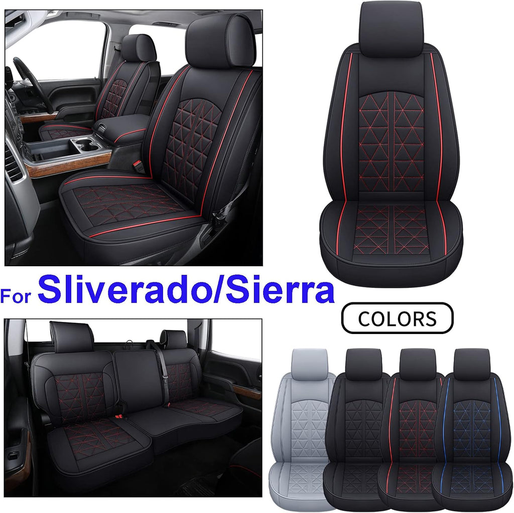 Black&Red Synthetic Leather Car Seat Cover Full Set U51345