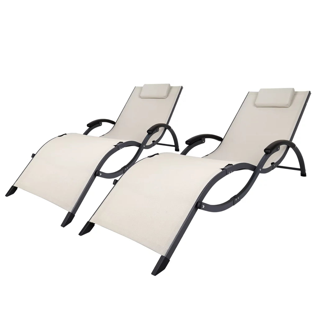White Folding Patio Sunbeds Z232