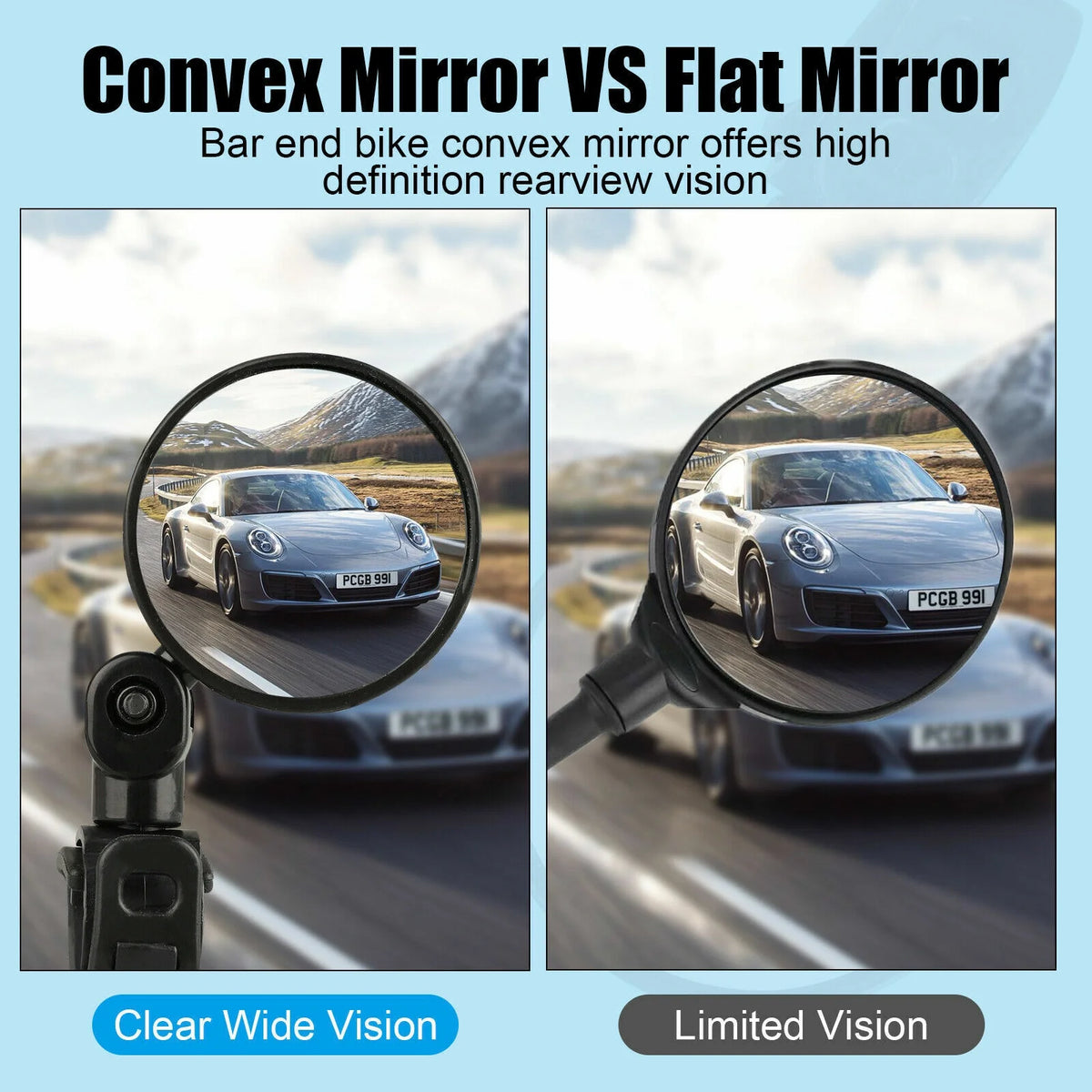2Pcs Mini Bicycle Rotaty Handlebar Glass Cycling Rear View Mirror V24675