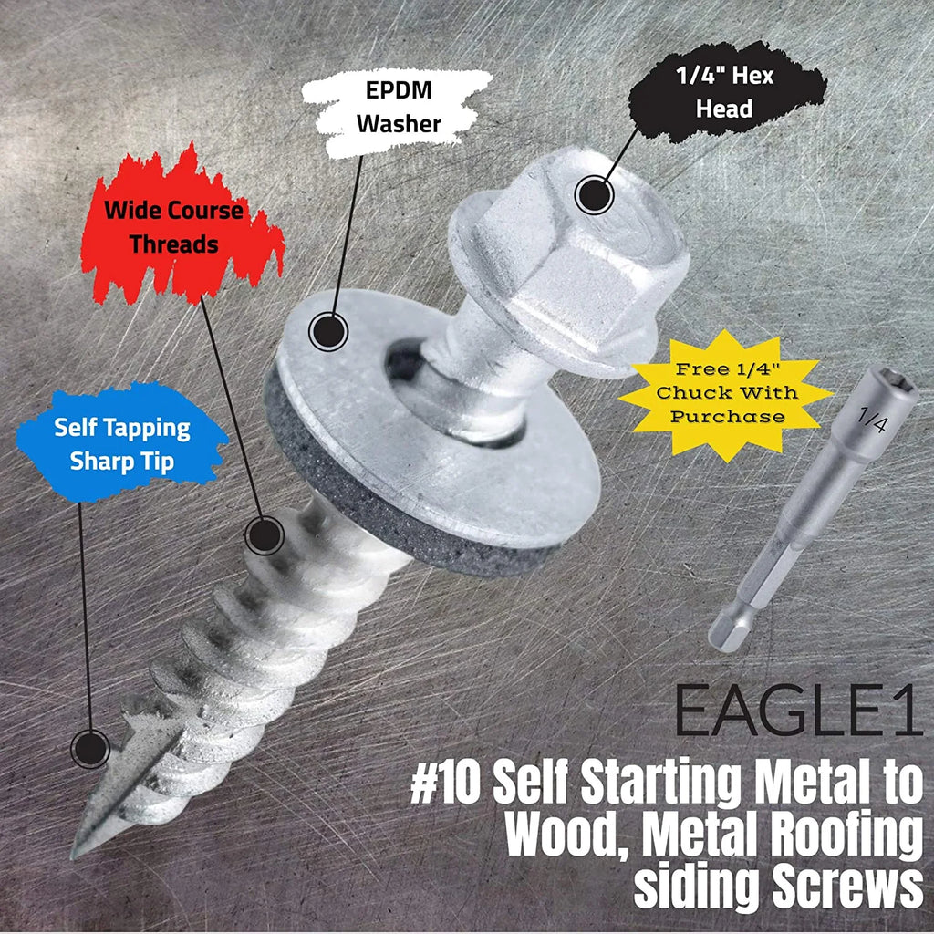 1.5" Zinc Painted Hex Washer Head Metal Roofing Screws P9814