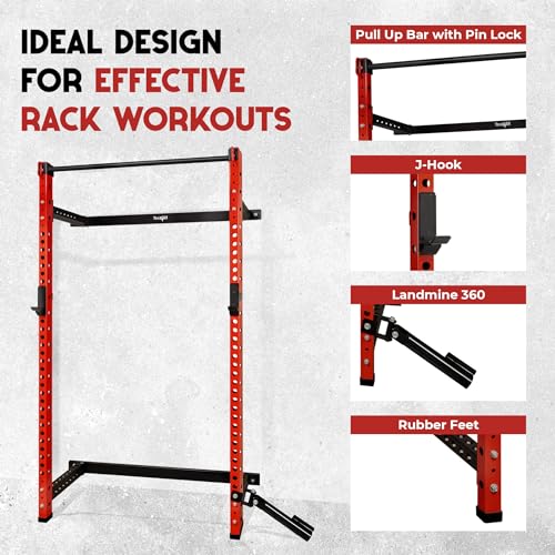 2" x 2" Steel Folding Wall Mounted Squat Rack with Pull-Up Bar O16912