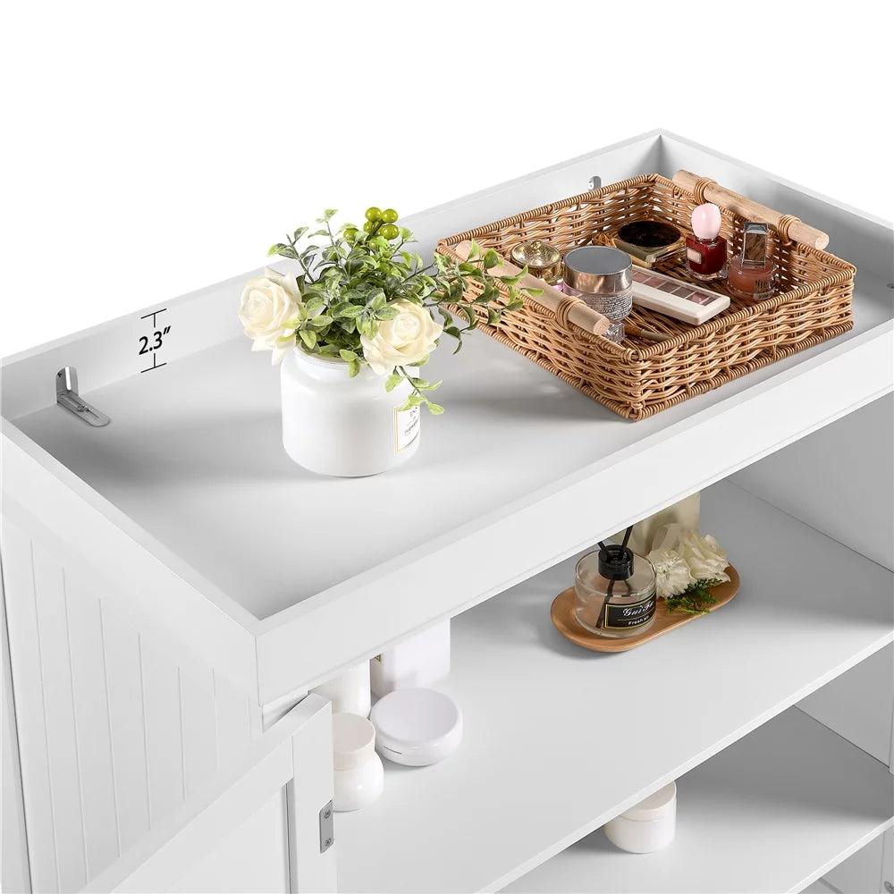 White Kitchen Pantry Cabinet with Doors and Adjustable Shelves X190629