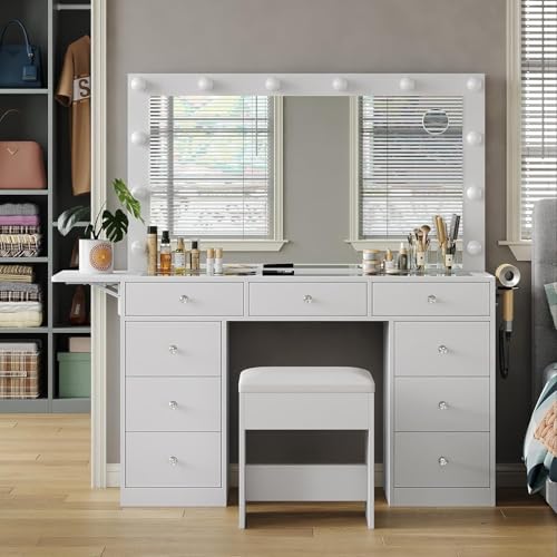 Vanity Desk with Mirror and 9 Drawers T33978