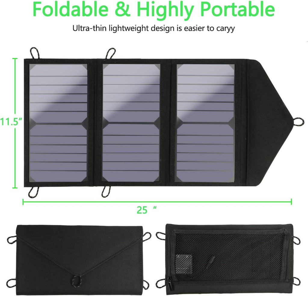 25W Waterproof Foldable Solar Panel Charger with 2-Port USB Y432