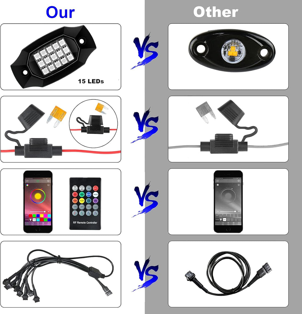 RGBW LED Rock Lights Under Car Lighting Kit 8Pods R7523