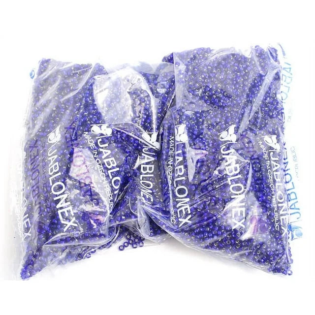 Czech Glass Seed Beads 8/0 Silver Lined Royal Blue Y25835